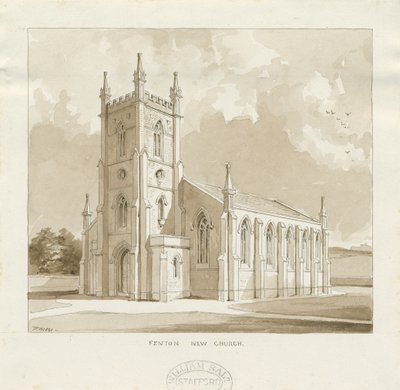 Fenton New Church: sepiateckning av Thomas Peploe Wood