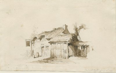 Fradswell - Cottage on Heath: ritning med blyerts och tvätt av Thomas Peploe Wood