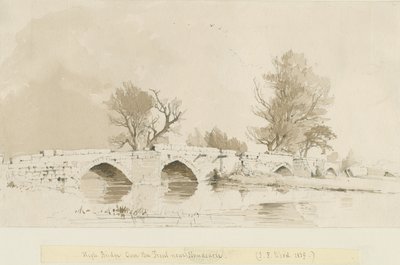Handsacre - Old High Bridge: sepiatvättteckning av Thomas Peploe Wood