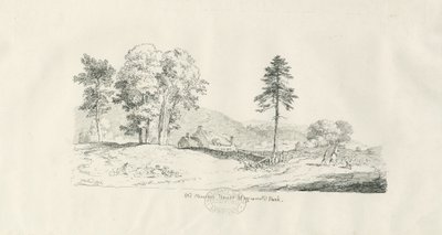 Haywood Park - Old Manor House: ritning med penna och bläck av Thomas Peploe Wood