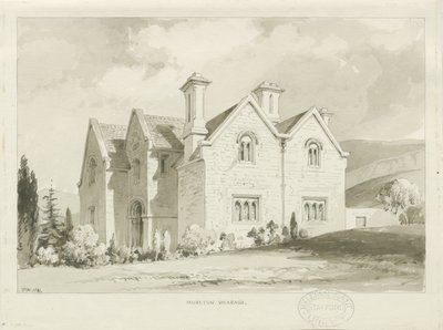 Moreton Vicarage: sepiatvättteckning, 1841 av Thomas Peploe Wood