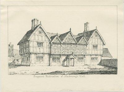 Newborough Hall: pennteckning, 1836 av Thomas Peploe Wood