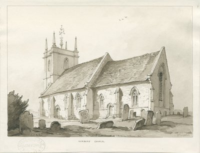 Norbury Church: sepiatvättteckning av Thomas Peploe Wood
