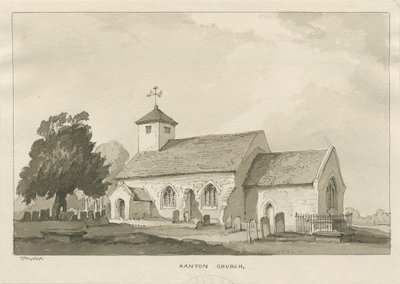 Ranton Church: sepiateckning av Thomas Peploe Wood