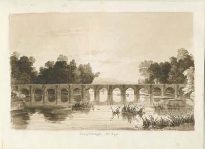 Shugborough Bridge: sepiateckning av Thomas Peploe Wood