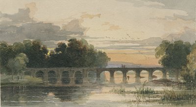 Shugborough Bridge: akvarellmålning, nd [1800-talet] av Thomas Peploe Wood