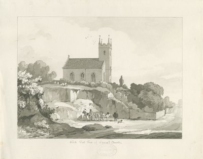 Stonnall kyrka: ritning med penna och tvätt av Thomas Peploe Wood