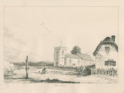 Stowe Church: ritning med penna och bläck av Thomas Peploe Wood