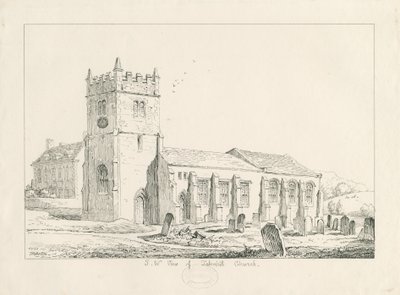 Tatenhill Church: ritning med penna och bläck av Thomas Peploe Wood