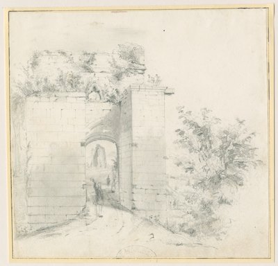 Tutbury Castle - Entrance Gateway: blyertsteckning, nd [?1800-talet] (teckning) av Thomas Peploe Wood