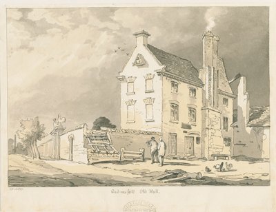 Wednesfield - "Old Hall": sepia-, penn- och nyansteckning, 1837 av Thomas Peploe Wood