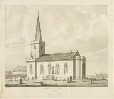 Whittington Church: sepiateckning av Thomas Peploe Wood