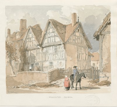 Wigginton Old Hall: akvarellmålning, 1841 av Thomas Peploe Wood