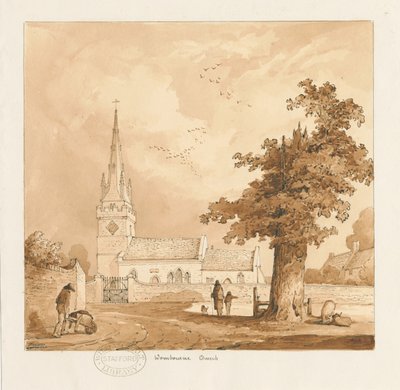 Wombourne Church: sepiateckning av Thomas Peploe Wood