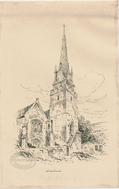 Wombourne kyrka: zinkografi, nd [mitten av 1800-talet] (ritning) av Thomas Peploe Wood