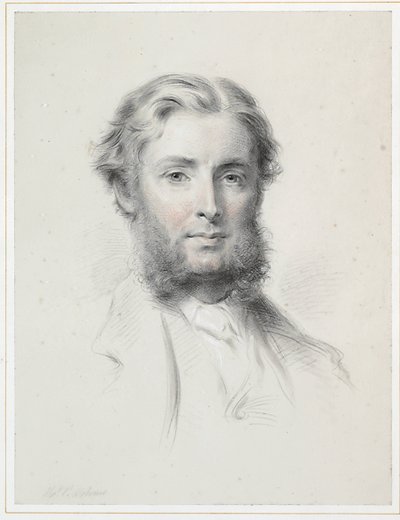Porträtt av John Scott, 3rd Earl of Eldon (krita & w/c på papper) (par till 445141) av Thomas Price Downes
