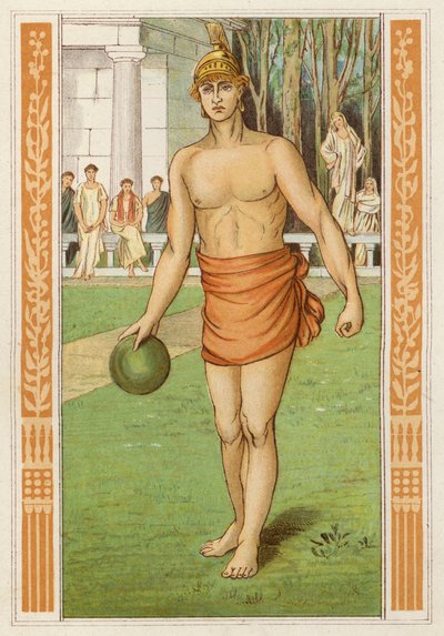Perseus erövrar vid spelen i Larissa (färg litho) av Thomas Ralph Spence