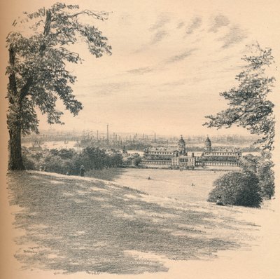 "Greenwich Palace från Observatory Hill", 1902 av Thomas Robert Way