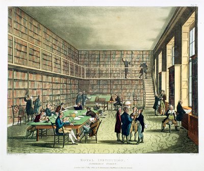 Library of the Royal Institution, Albermarle Street, London, 1808-1811 av Thomas Rowlandson, Augustus Charles Pugin