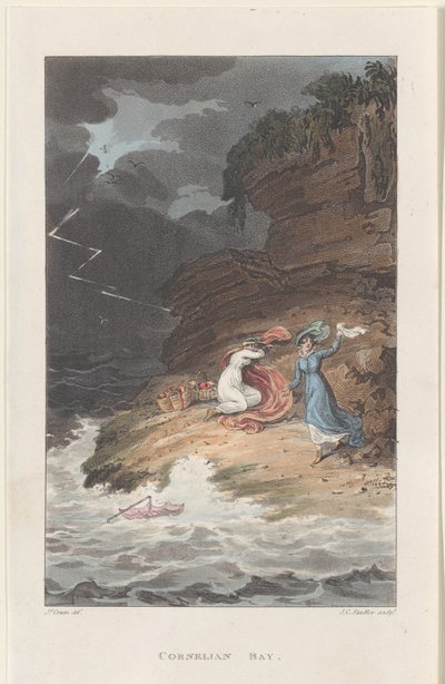 Cornelian Bay, från Poetical Sketches of Scarborough, 1813., 1813. Skapare: Thomas Rowlandson, Joseph Constantine Stadler, J. Bluck. av Thomas Rowlandson, Joseph Constantine Stadler, J. Bluck