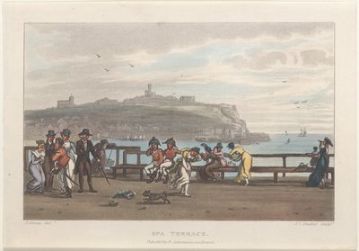 Spa Terrace, från Poetical Sketches of Scarborough, 1813., 1813. Skapare: Thomas Rowlandson, Joseph Constantine Stadler, J. Bluck. av Thomas Rowlandson, Joseph Constantine Stadler, J. Bluck