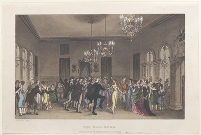 The Ball Room, från Poetical Sketches of Scarborough, 1813., 1813. Skapare: Thomas Rowlandson, Joseph Constantine Stadler, J. Bluck. av Thomas Rowlandson, Joseph Constantine Stadler, J. Bluck