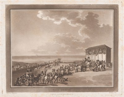 Race Ground An Excursion to Brighthelmstone, 1 juni 1790., 1 juni 1790. Skapare: Thomas Rowlandson, Samuel Alken. av Thomas Rowlandson, Samuel Alken