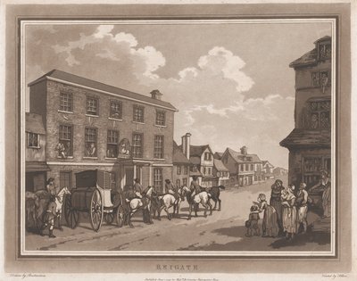 Reigate An Excursion to Brighthelmstone, 1 juni 1790., 1 juni 1790. Skapare: Thomas Rowlandson, Samuel Alken. av Thomas Rowlandson, Samuel Alken