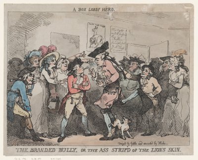 ”En boxningslobbyhjälte”, ”Den märkta mobbaren” eller ”Åsnan som berövats lejonets skinn”. av Thomas Rowlandson