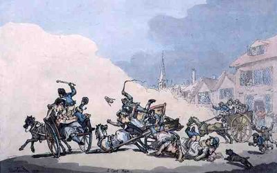 A Cart Race, pub. av William Holland av Thomas Rowlandson