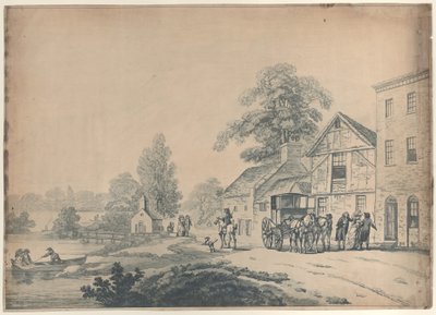En vagn utanför ett värdshus av Thomas Rowlandson