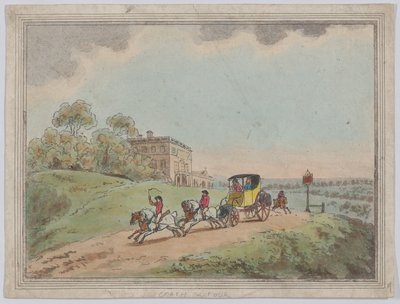 En vagn med fyra hästar (ur *Rustic Sketches*) av Thomas Rowlandson