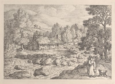 Ett vattenfall i Cornwall, ur ”Views in Cornwall” av Thomas Rowlandson