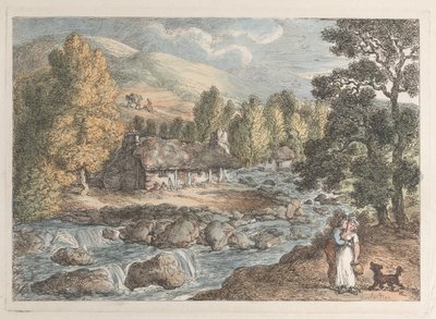 Ett corniskt vattenfall, från vyer i Cornwall, 1812., 1812. av Thomas Rowlandson