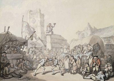 En brottningsmatch från Cornwall, av Thomas Rowlandson
