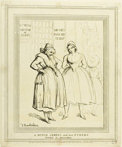 En holländsk abbedissa och hennes nymfer skissade i Amsterdam av Thomas Rowlandson