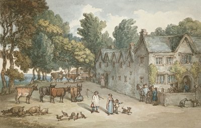 A Farmhouse at Hengar, Cornwall, 1803 (wc, penna och bläck på papper) av Thomas Rowlandson