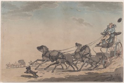 A Four-in-Hand, eller The Runaway Carriage, 1791-93., 1791-93. av Thomas Rowlandson