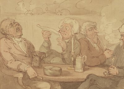 A Gentlemans Club (bläck & wc på papper) av Thomas Rowlandson