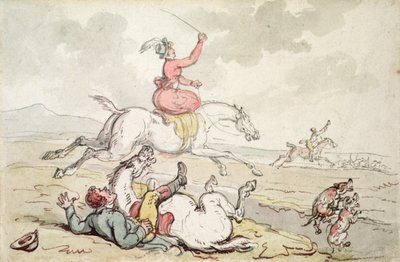 En jaktincident (penna & bläck och akvarell på papper) av Thomas Rowlandson