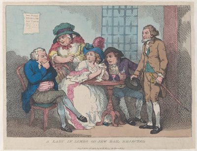 A Lady in Limbo, or Jude Bail Rejected, 1 juli 1802., 1 juli 1802. av Thomas Rowlandson