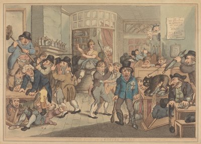 En galen hund på ett kafé av Thomas Rowlandson