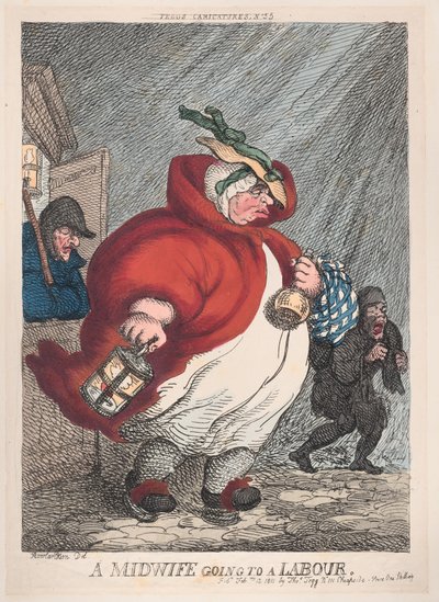 En barnmorska som går till förlossning, 12 februari 1811, 12 februari 1811. av Thomas Rowlandson