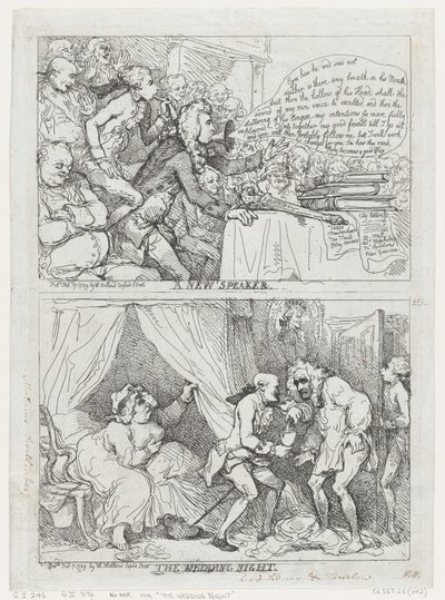 En ny talare och bröllopsnatten, 7 februari 1789, 7 februari 1789. av Thomas Rowlandson