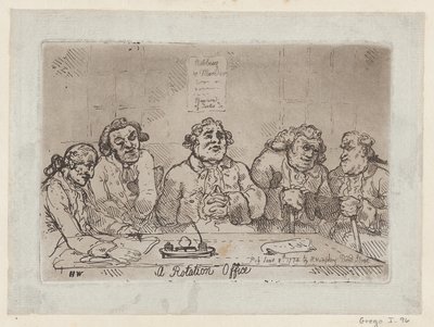 A Rotation Office, [8 juni 1774] 1779 nyutgivning ., [8 juni 1774] 1779 återutgivning . av Thomas Rowlandson