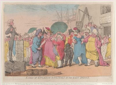 A Sale of English-Beauties in the East Indies, [10 maj 1811], nytryck., [10 maj 1811], nytryck. av Thomas Rowlandson