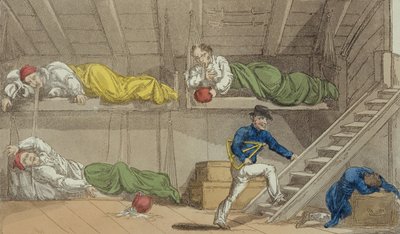 En scen i kanalen, från Stormästaren, eller Qui Hi-äventyr? i Hindostan. A Hudibras Poem in Eight Cantos by Quiz, av William Combe (1741-1823) publicerad av Thomas Tegg, London, 1815 (aqua) av Thomas Rowlandson