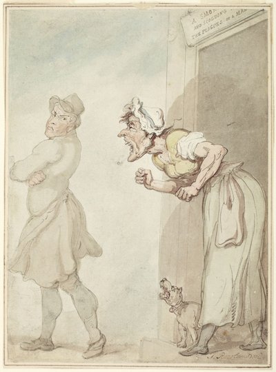 En rykande skorsten och en grälsjuka hustru: människans plågor av Thomas Rowlandson