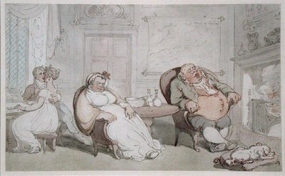A Stolen Kiss (akvarell på papper) av Thomas Rowlandson