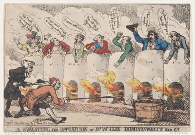A Sweating for Opposition av Dr W-llis Dominisweaty and Co., 6 mars 1789., 6 mars 1789. av Thomas Rowlandson